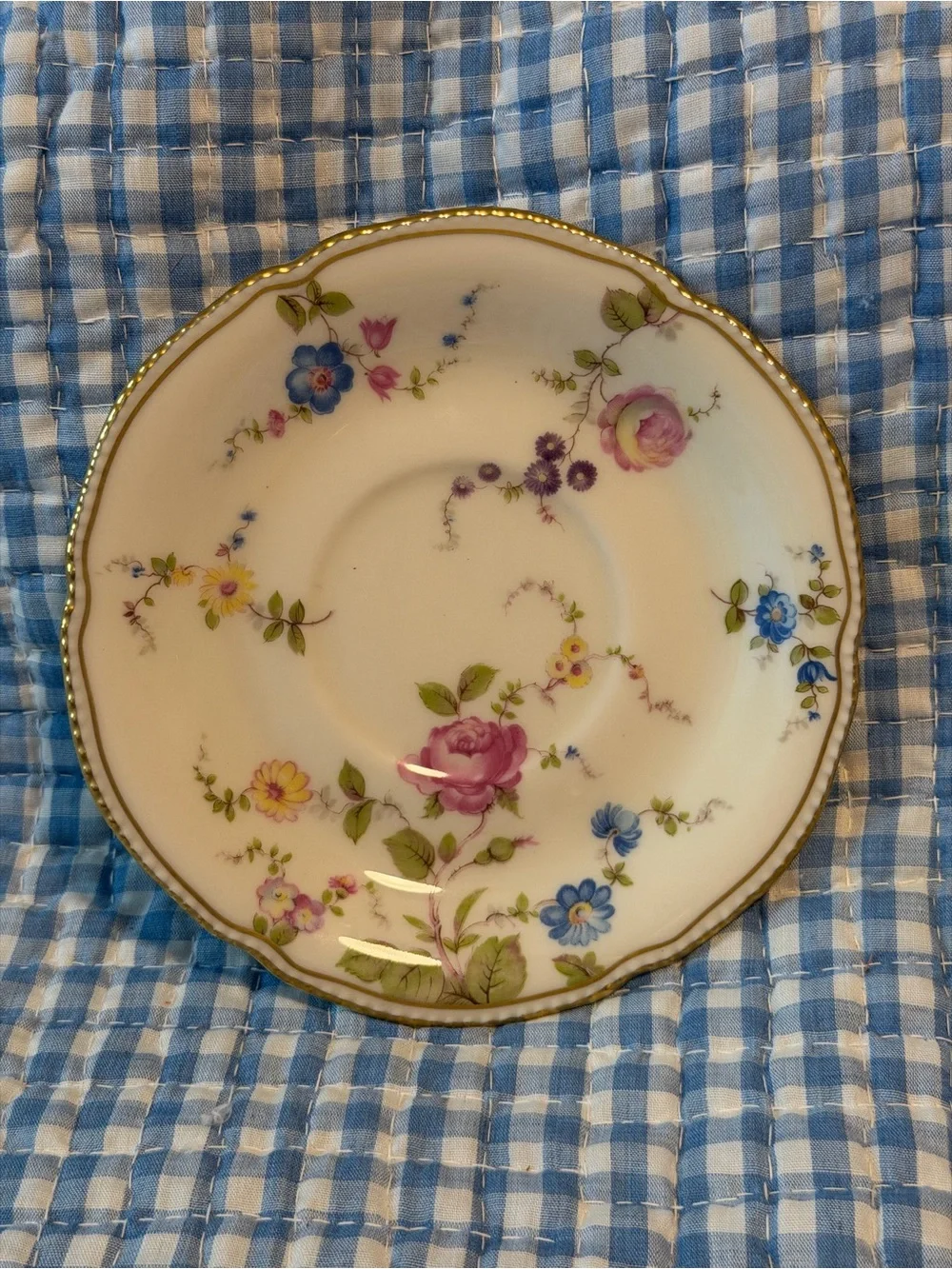 Set of 11 Vintage Castleton China Sunnyvale Floral Saucers Gold Trim 6in Round